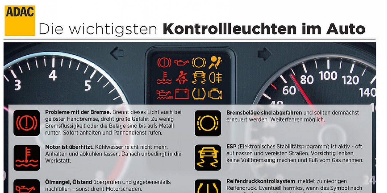 Warnleuchten im Auto-Cockpit werden von Autofahrer nicht erkannt
