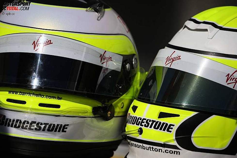 Die Helme von Rubens Barrichello und Jenson Button (Brawn) 