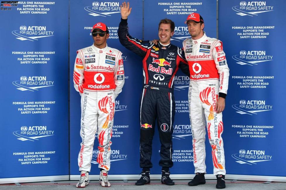 Lewis Hamilton (McLaren) Sebastian Vettel (Red Bull) Jenson Button (McLaren) 