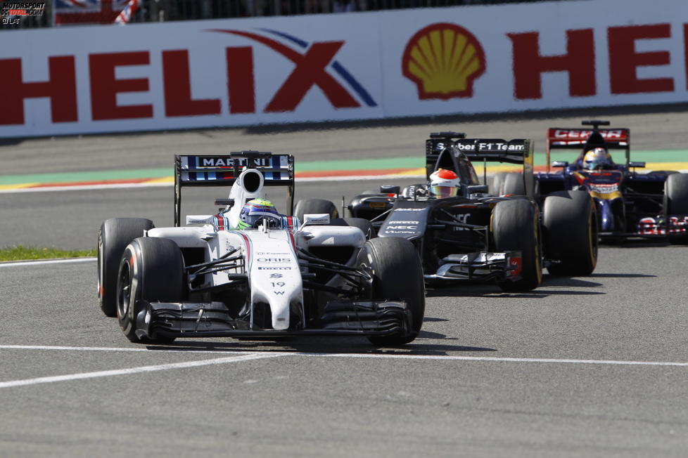 Felipe Massa (Williams), Adrian Sutil (Sauber) und Jean-Eric Vergne (Toro Rosso) 