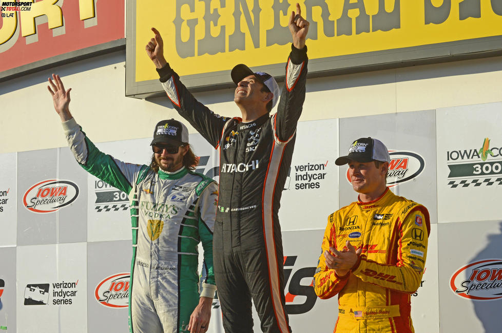 Helio Castroneves (Penske), J.R. Hildebrand (Carpenter), und Ryan Hunter-Reay (Andretti) 