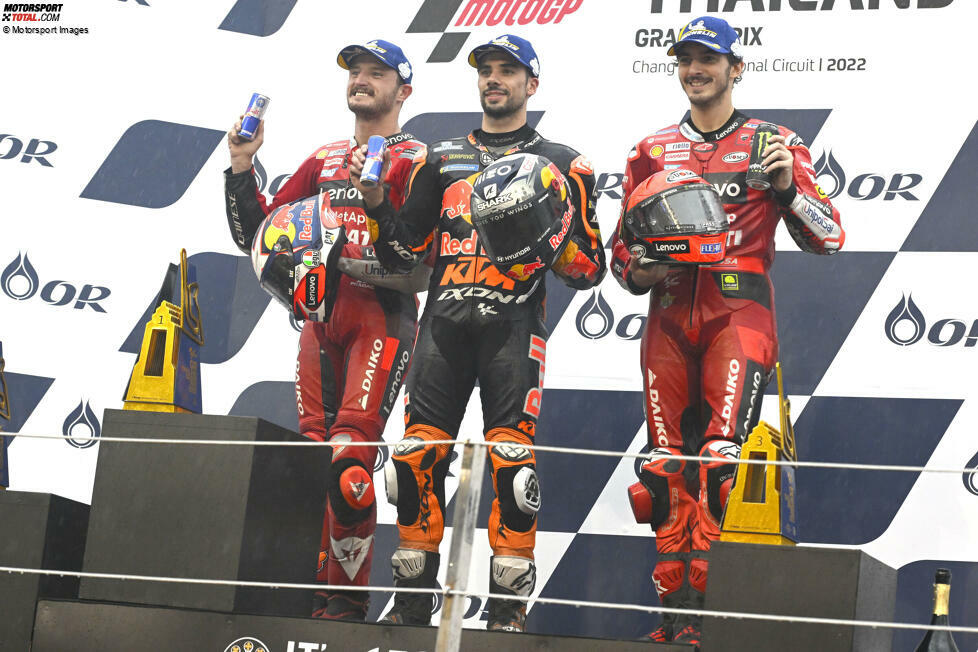 2022: 1. Miguel Oliveira (KTM), 2. Jack Miller (Ducati), 3. Francesco Bagnaia (Ducati)