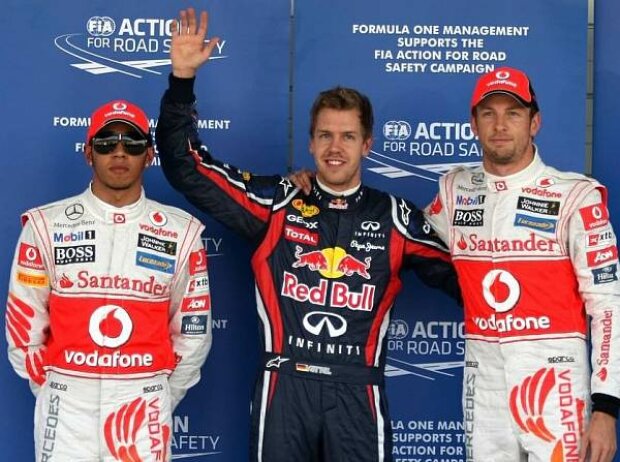 Titel-Bild zur News: Lewis Hamilton, Sebastian Vettel, Jenson Button