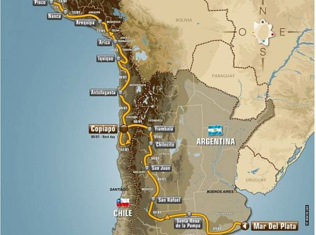 Die Route der Rallye Dakar