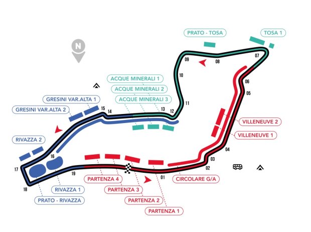 Tribünenplan Autodromo Enzo e Dino Ferrari Imola