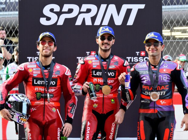 1. Francesco Bagnaia, 2. Enea Bastianini, 3. Jorge Martin