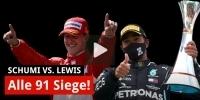 91 Formel-1-Siege: Michael Schumacher vs. Lewis Hamilton